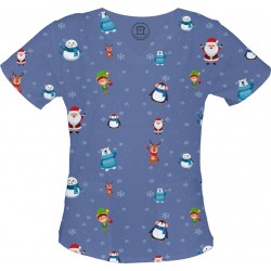 Zimowi przyjaciele bluza medyczna -Kolorowe bluzy medyczne we wzorki edycja świąteczna