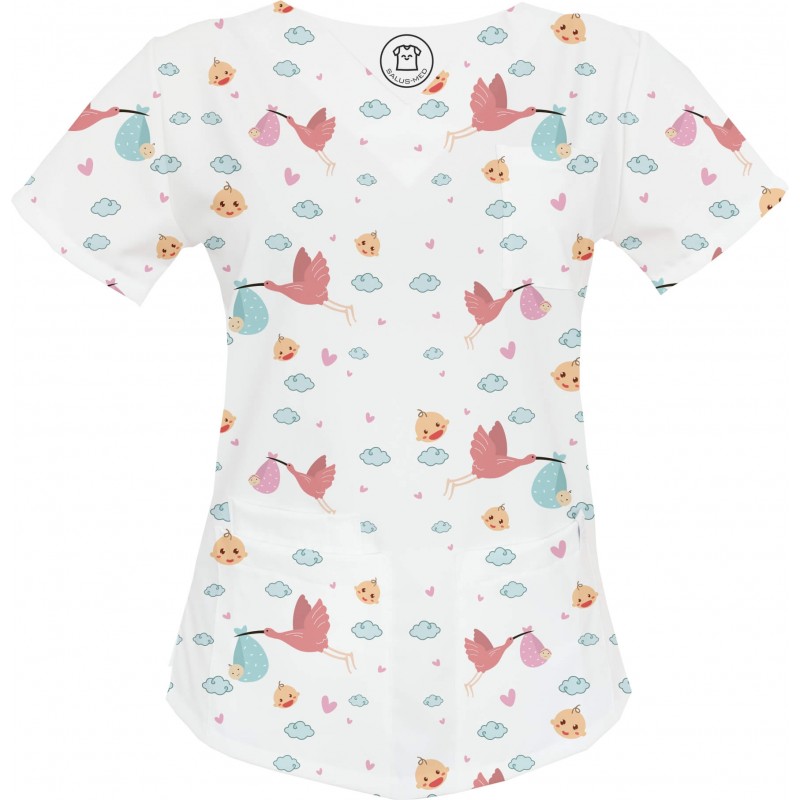 Bambino bluza medyczna PREMIUM -Kolorowe bluzy medyczne we wzorki Położna| SALUS-MED | Położnictwo
