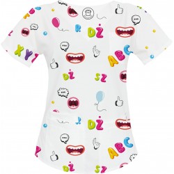WYMÓWKA bluza medyczna PREMIUM -Kolorowe bluzy medyczne we wzorki logopeda| SALUS-MED | logopedia