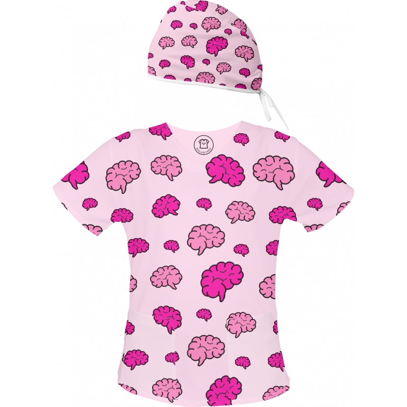 Mózgi Set bluza + czepek -Kolorowe bluzy medyczne we wzorki | SALUS-MED | Mózgi